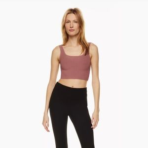 Aritzia | Babaton Sculpt Knit Squareneck Cropped Tank. Medium. Light Brown.